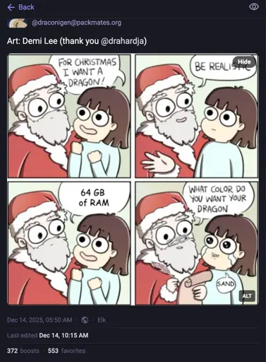 What do you want for Christmas meme, but with 64 GB of RAM.